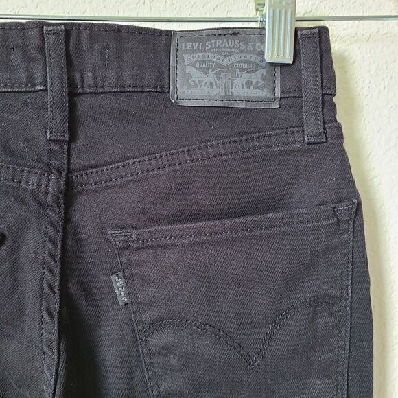 Levis 721 Skinny Jeans Sz 25 (24) High Rise Black Ripped Knees Distressed‎ - Picture 7 of 12